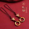 Chinese Sand Gold God of Wealth Cinnabar Phone Lanyard & Case Ornament