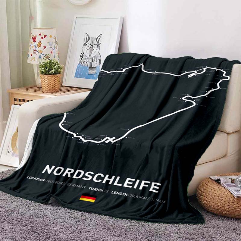 Racing Circuit Track Map Flannel Throw Blanket Cozy Soft Lightweight All Season Sofa Couch Bed Decor Gift for Motorsport Lovers