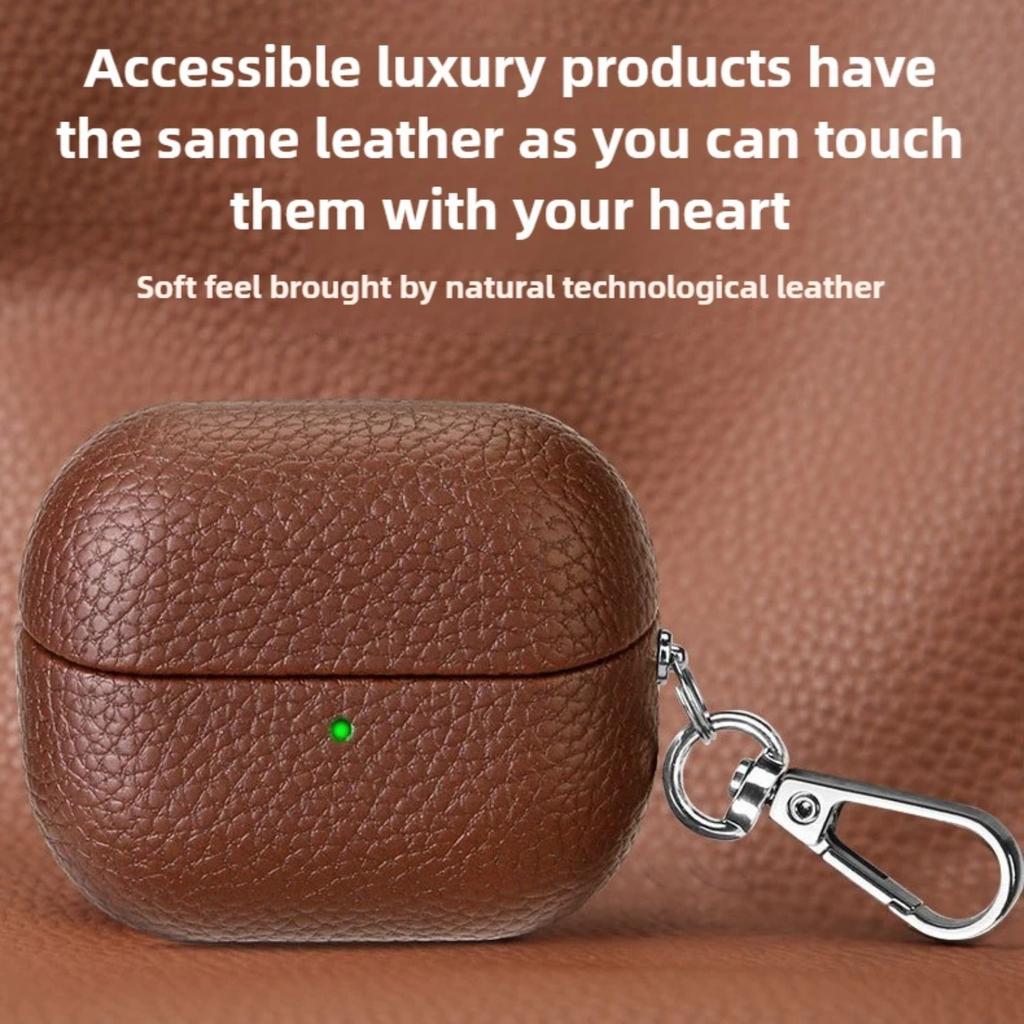 Luxuriöse Retro-Lederhülle für Samsung Galaxy Buds 3 Pro Buds3 Buzz 3 Rutschfeste Drahtlose Bluetooth-Headset-Kopfhörer-Schutzhülle mit Haken-Zubehör