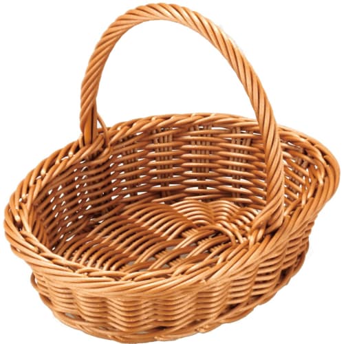 Todai PP Rattan Basket for Storage and Display, PB-463-BR, Economy, Oval Picnic Basket, 20-inch, Brown, 20 X 14 X 15.5 Cm