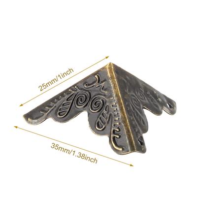 20pcs Antique Bronze Metal Corner Protectors, Latex-Fr Edge Guards for Boxes, Furniture, Shelves, Tables-Vintage Finish