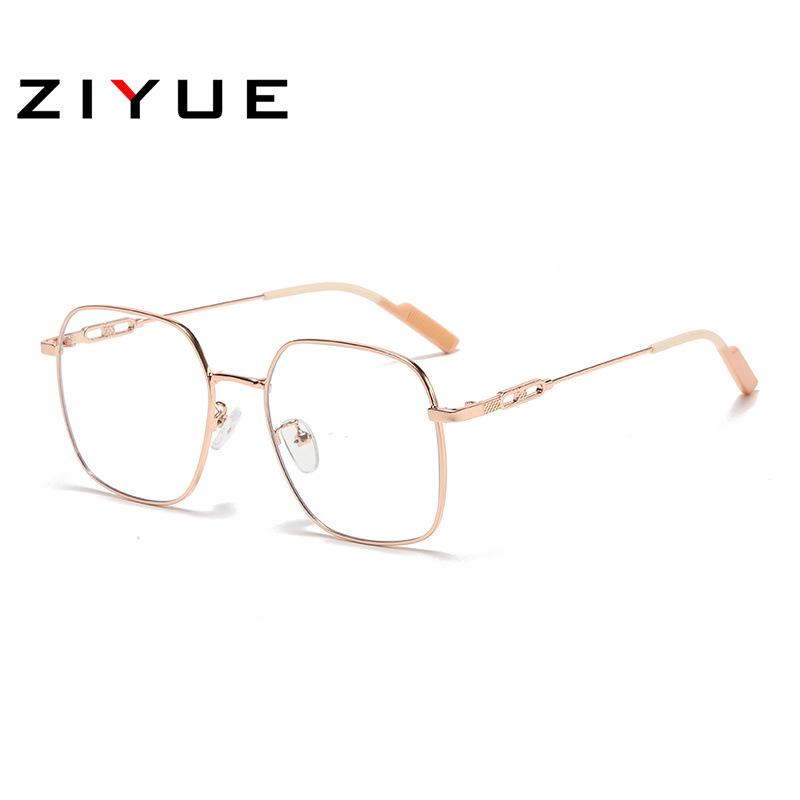 Metal Matte Glasses for Women - Built-in Blush, Prescription Compatible, Large Frames, Face Slimming Effect