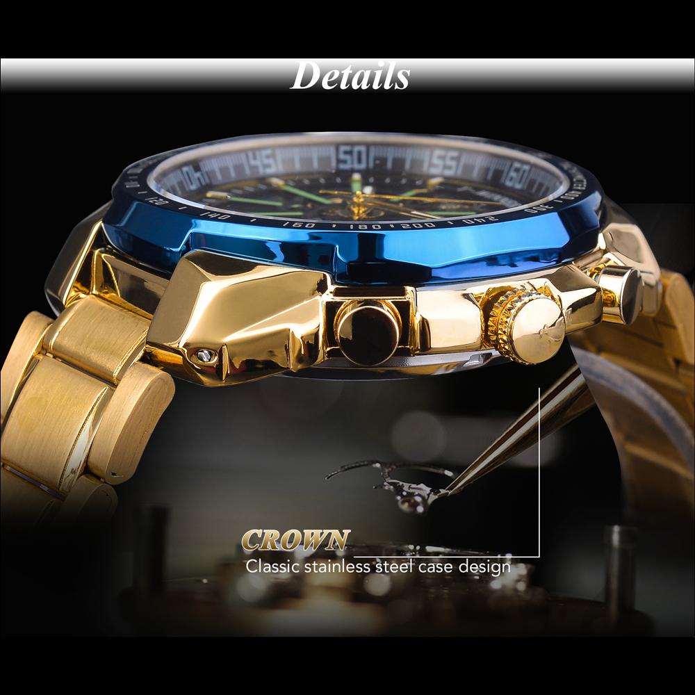 WINNER New Top Men's Watch Automatic Mechanical Strap Calendar Water Ghost Series Watch Silver Stainless Steel Waterproof Luminous