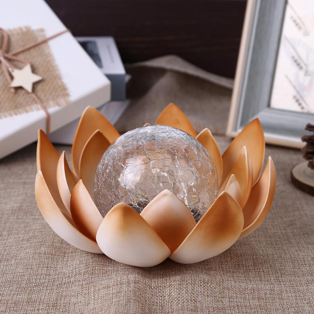 LED Solar Lotus Light Crack Glass Balls Flowers Lamp Outdoor Garden Lawn Yard Arts Ornament Garden Decoration