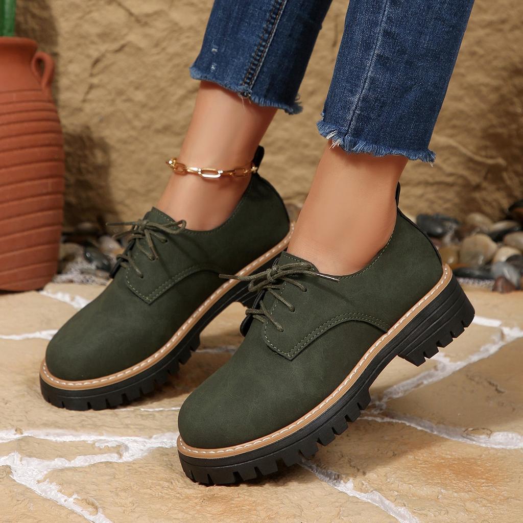 2025 neue Damen Casual Einzel Schuhe Retro Wildleder Schnürschuhe Dicke Ferse Kleine Lederschuhe Damen 20252025