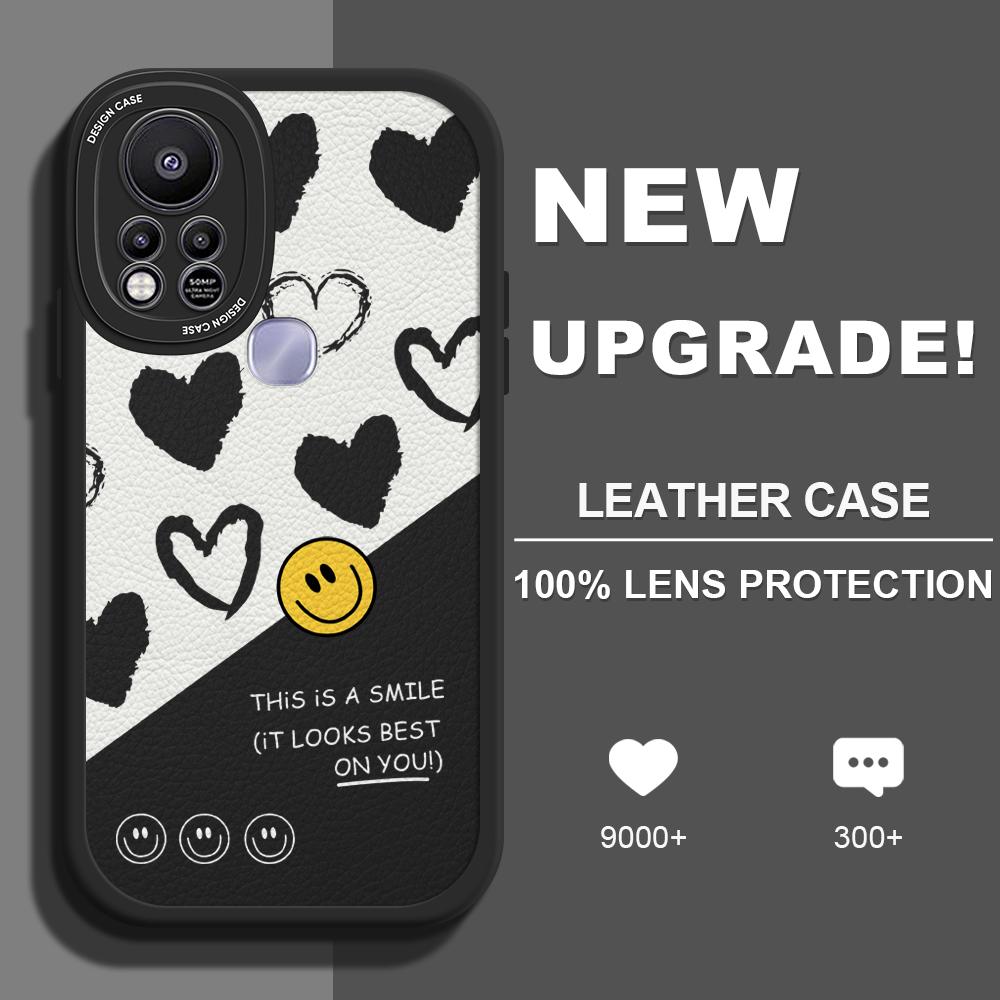 

Тонкий кожаный чехол с рисунком улыбки, мягкий силиконовый чехол из искусственной кожи для iPhone Samsung Huawei Honor Xiaomi Redmi OPPO Realme Vivo Redmi Note 10/Note 10S/Poco M5S