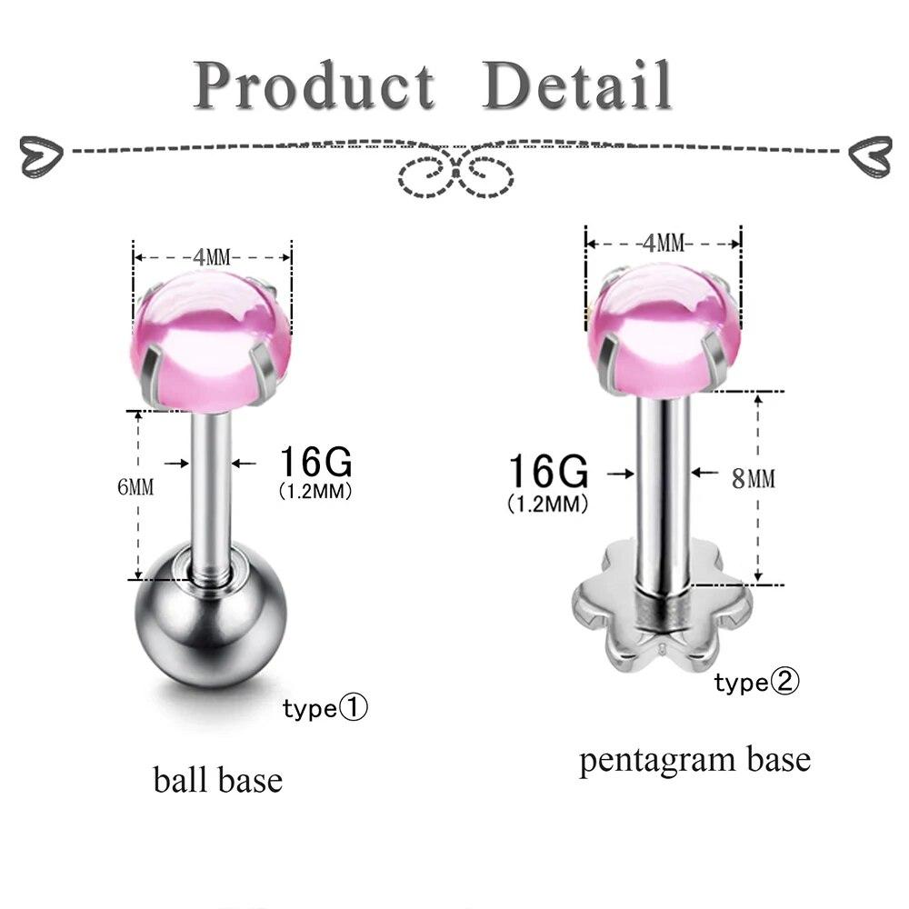 1 pz Zircone Cubico Cristallo Colorato Labret Monroe Anello per Labbro Borchie Acciaio Pietra 16g Borchia per Naso Cartilagine Elica Trago Piercing Orecchino