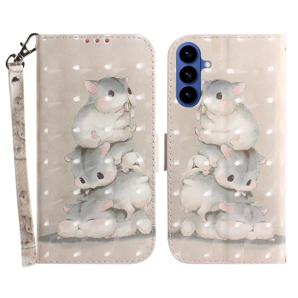 For Samsung Galaxy S26+ Case Pattern Printing Leather Wallet Phone Cover with Wrist Strap