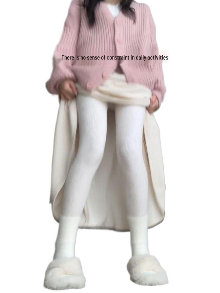 Women's Oatmeal Fleece-Lined Stirrup Leggings: High-Waist, Slimming Base Layer for Spring/Autumn/Winter 2025.