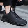 Men Sneakers PU Leather Soft Sports Running Shoes Casual Shoes for Men Solid Black Walking Footwear Fitness Jogging Men Shoes