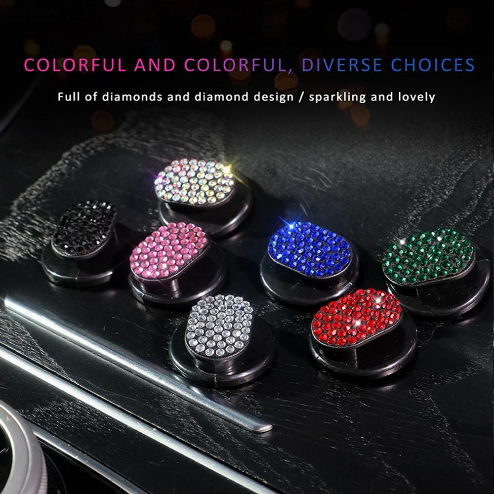 4Pcs Diamond Crystal Car Hooks Organizer Storage USB Cable Headphone Key Storage Self Adhesive Wall Hook Bling Car Accessories