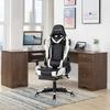 Chaise gamer - Foxsport - Ergonomique - Repose-pieds télescopique - Réglable en hauteur - Cuir blanc
