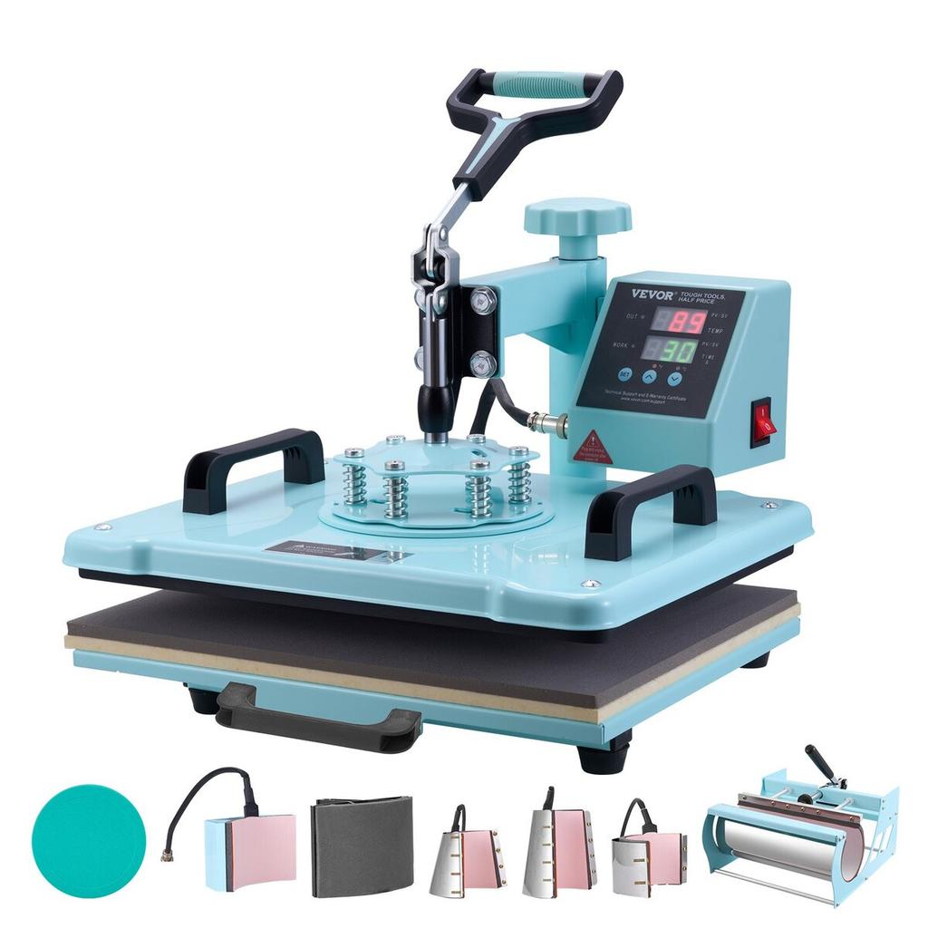Heat Press Machine 12x15 In 8 In 1 with 30oz Tumbler Press T-Shirts Green