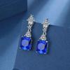 925 Sterling Silver Light Luxury Retro Multi-color Square Zircon Earrings Birthday Anniversary Wedding Party Gift