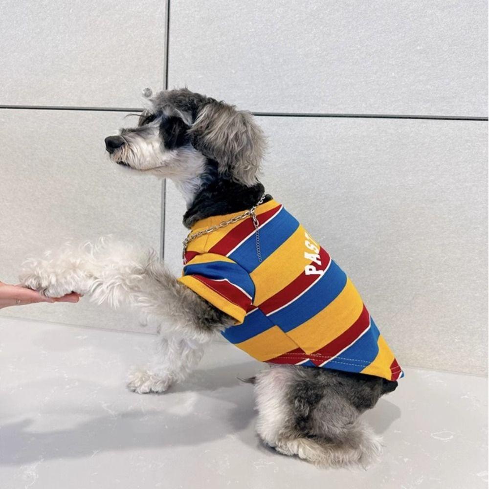 Comfortable Dog Stripes Vest Large Size Dog Short Sleeve Pet Summer T-Shirt  Beach Travel