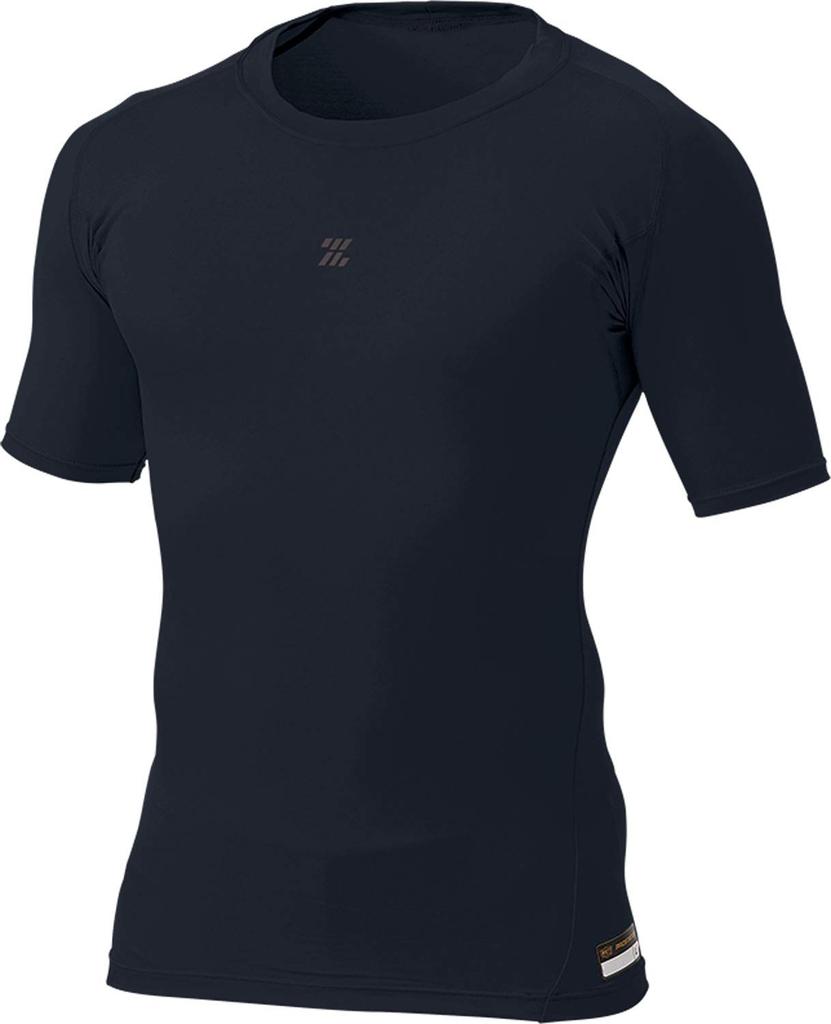 ZETT Pro Status BPRO10 Summer Baseball Crew Short Size S Men's (1900) Undershirt, Neck, Sleeve, Compression, Black,