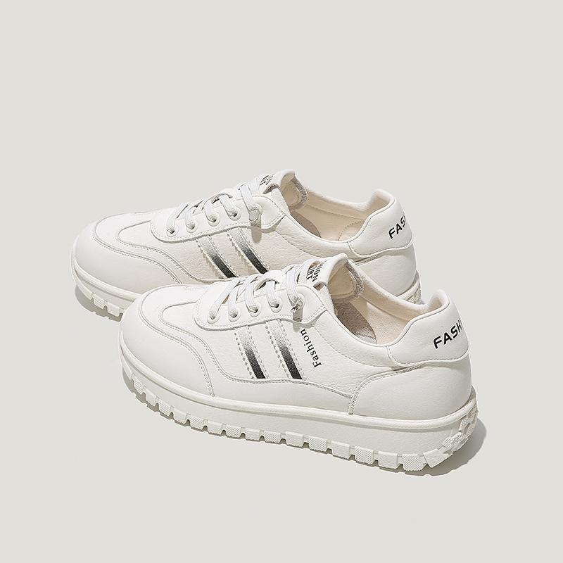 Rindslederversion~ echtes Leder dicksohlige Damen Sommer neu leicht und vielseitig lässig Sport kleine weiße Schuhe