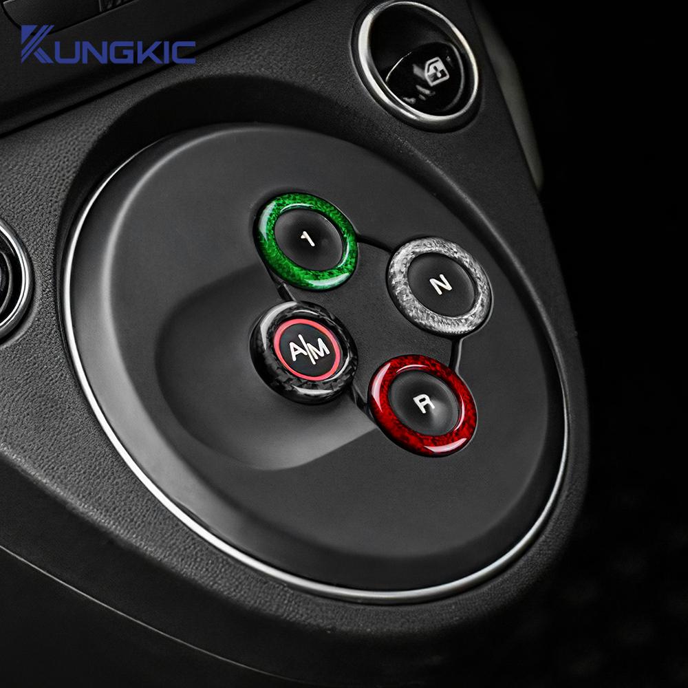 Real Hard Carbon Fiber Sticker For Abarth 595 695 2012-2015 2016 2017 2018 2019 2020 2021 2022 2023 Automatic Gear Shift Button