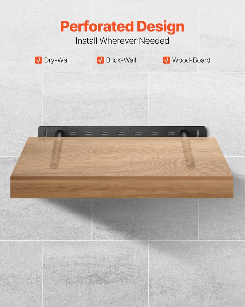 2 Pcs Shelf Brackets 16 inch / 406.4 mm Heavy Duty Floating Shelf Brackets