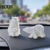Acessórios de Paisagismo em Miniatura Urso Polar Resina Mini Figuras, Enfeites Mãe e Bebê para Miniaturas Realistas Vasos de Suculentas Aquários,