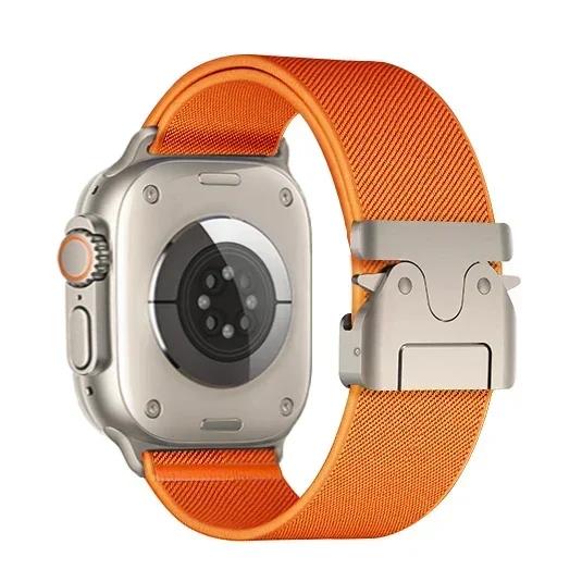 Nylonarmband für Apple Watch Armband Ultra 2 49mm 46mm 45mm 41mm 44mm 42mm Geflochtenes Elastisches Armband für iWatch Serie 10 9 8 7 6 SE
