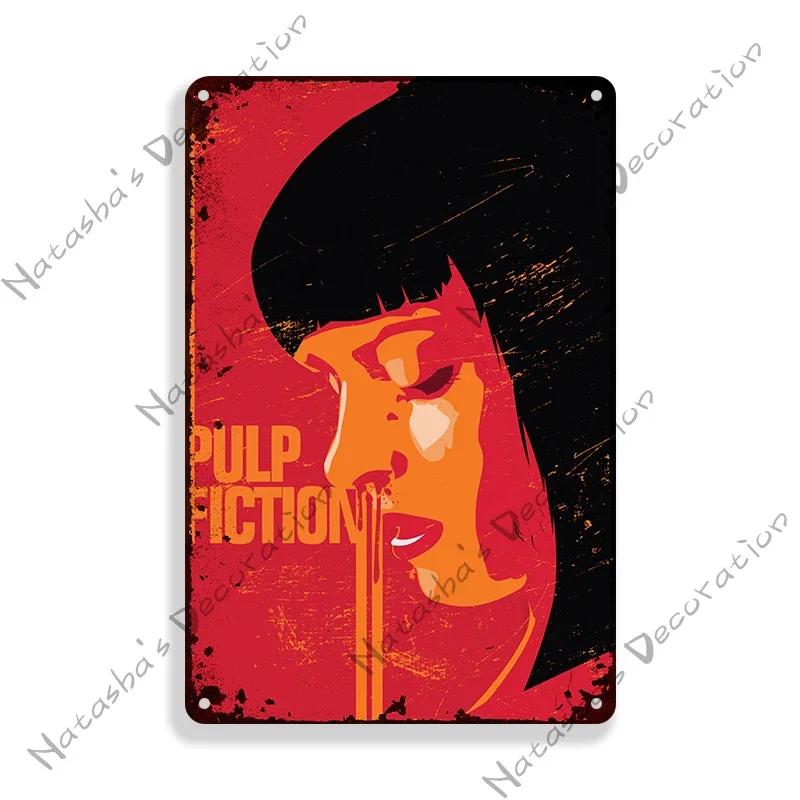 Pulp Fiction Rusty Movie Poster Metal Tin Sign Old Metal Signs Vintage Poster Man Cave Garage Metal Plaque Industrial Decor