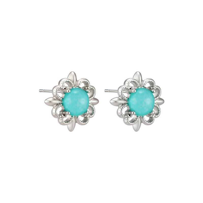 Vintage Floral Hollow Out Earrings Women Sterling Post Studs Boho Chic New Chinese Style Jewelry