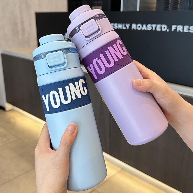 New High Appearance Level Stainless Steel Cup Student Water Cup Double Shot Jump Thermos Cup Women's Large Capacity Cup