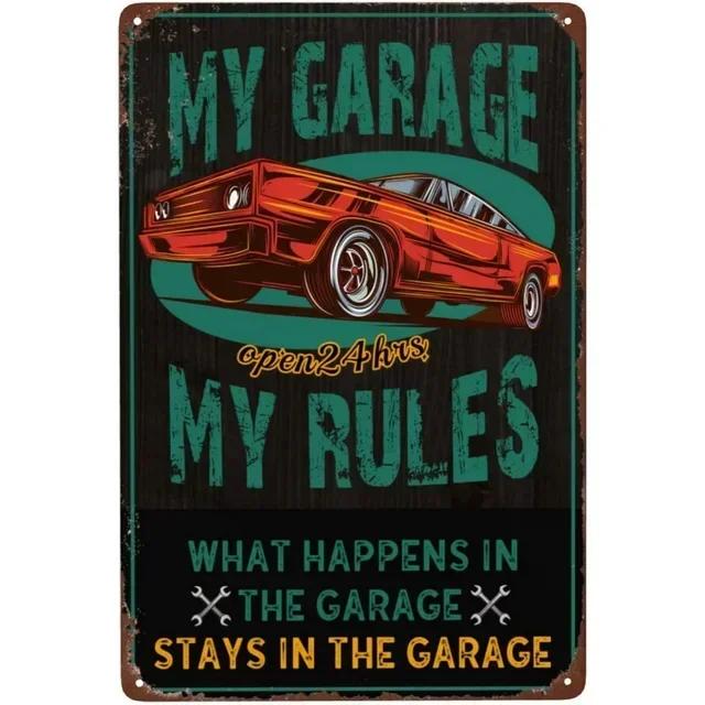 Vintage Metal Tin Signs  My Garage My Rules  Retro Wall Decor Plaque for Game Room Cafe Garage Club Bar Pubs  Iron Painting D