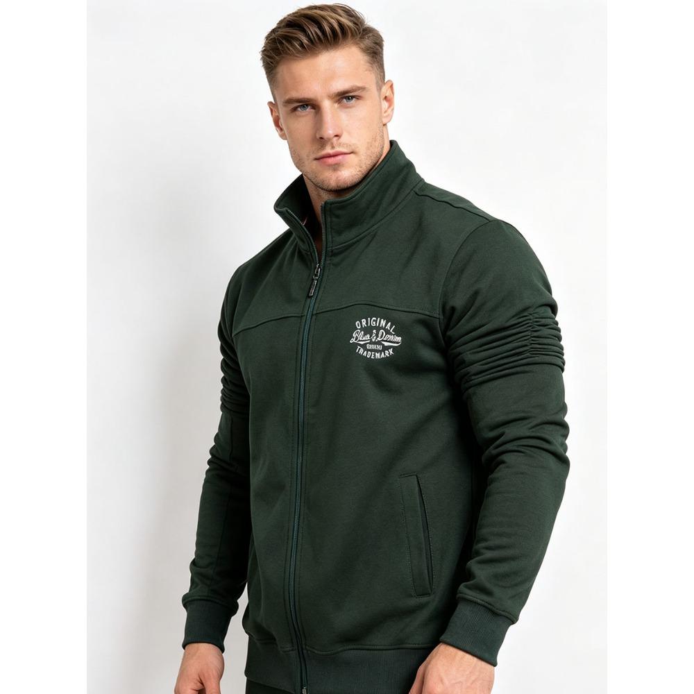 Men's Plus Size Cotton Track Jacket (Sizes L-6XL) - Full Zip Stand Collar Sweatshirt with Pockets - Big and Tall Casual Outerwear