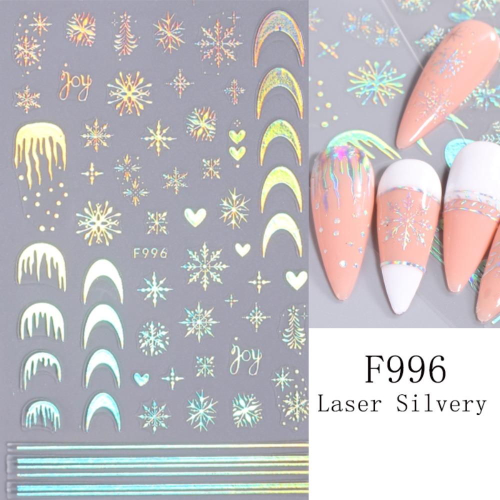 Laser Snowflake Christmas Laser Nail Stickers Christmas Nail Decorations Christmas Party
