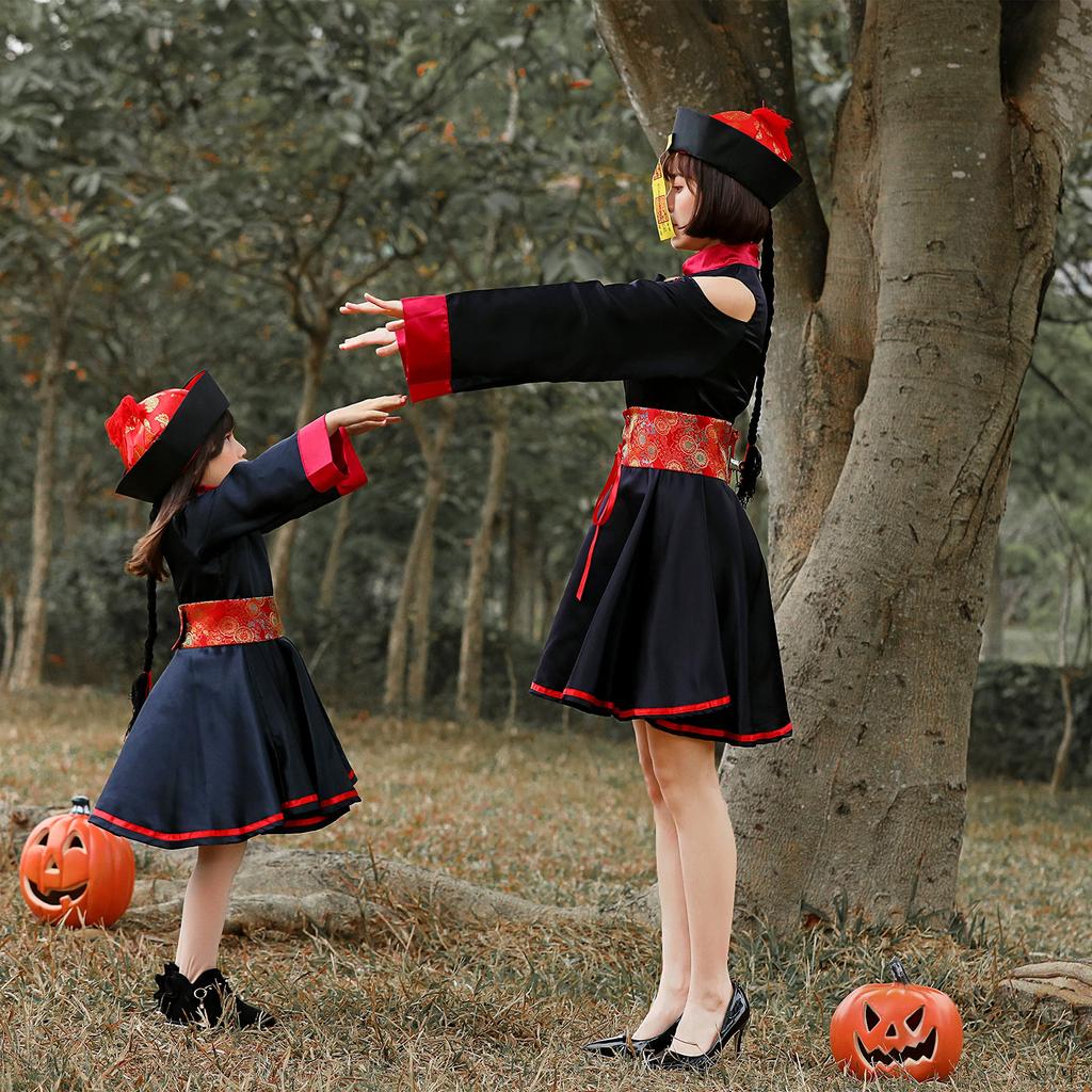 Halloween Cosplay Jiangshi for Girls Jiangshi School Clothing [JUNDOMECY] Kids, Girls, Women, Funny, Chinese, Zombie, Parent-Child Pair, Family,