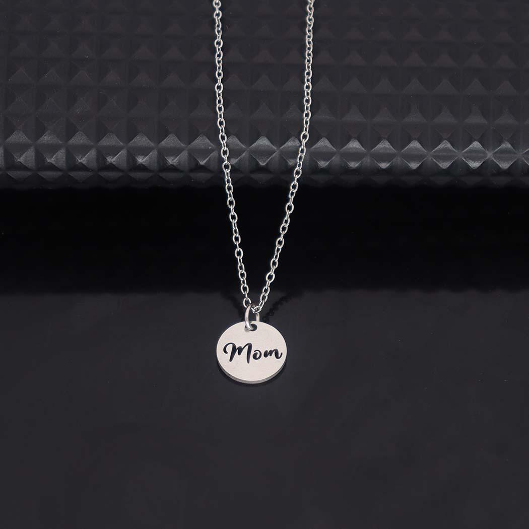 Stainless Steel English Letter Round Pendant Clavicle Chain - Light Luxury Jewelry серебряный