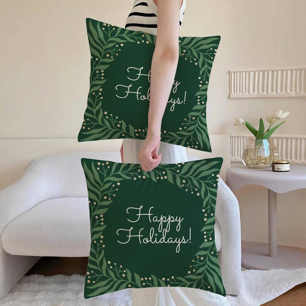 

Christmas Materials Pillow Case Sofa and Living Room Decorative Cushion Covers Dust-proof and Mite-proof Invisible Zipper 12x12Inch