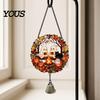 Pumpkin Party Decor Halloween Acrylic Hanging Decoration, Cartoon Ghost Ornament with Double Sided Bell, Suncatcher for Indoor Outdoor Holiday