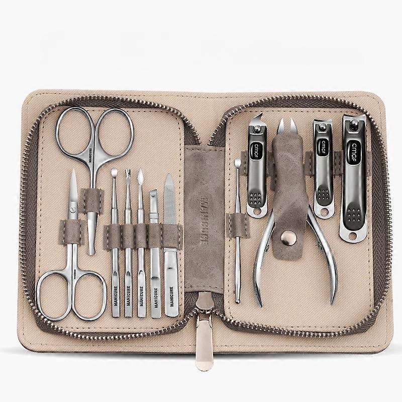 12PCS Manicure Sets Pedicure Kits Stainless Steel Nail Clipper Personal Care Tools with PU Leather Case
