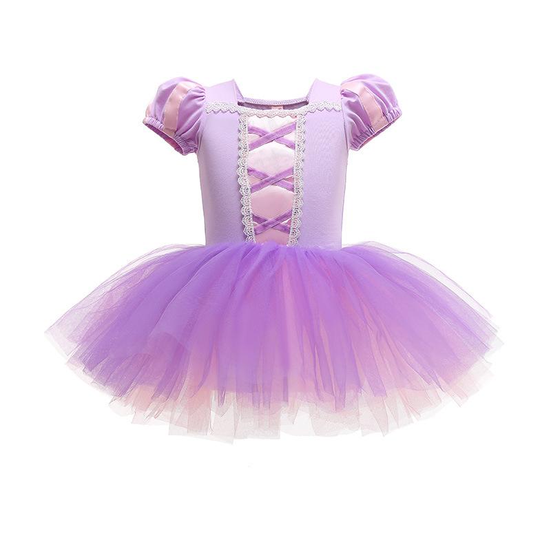 Elegant Girls Dance Skirt Summer Short Sleeve Fluffy Mesh Ballet Dress Slim Comfortable Girl Stage Show Costumes