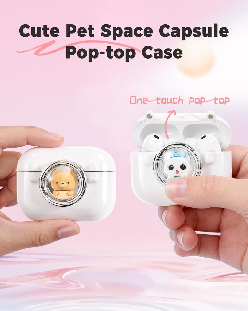 3D Cute Cartoon Case for AirPods Pro 3 Secure Lock Magnetic Pop Top PC Earphone Cover Shockproof Drop Protective Full Shell