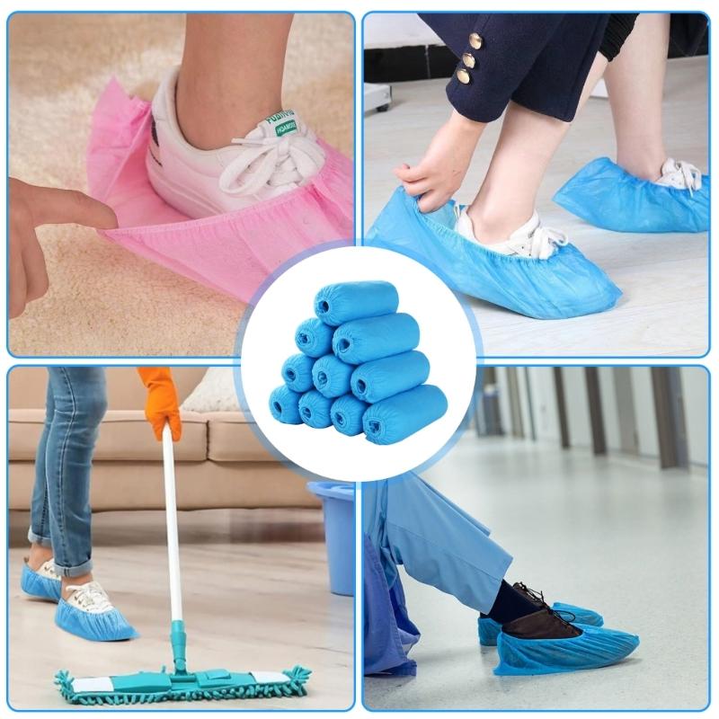 100Pcs Disposable Shoe Covers Dustproof Breathable Booties Boot Covers Slip Resistant Overshoes for Outdoor Indoor Use