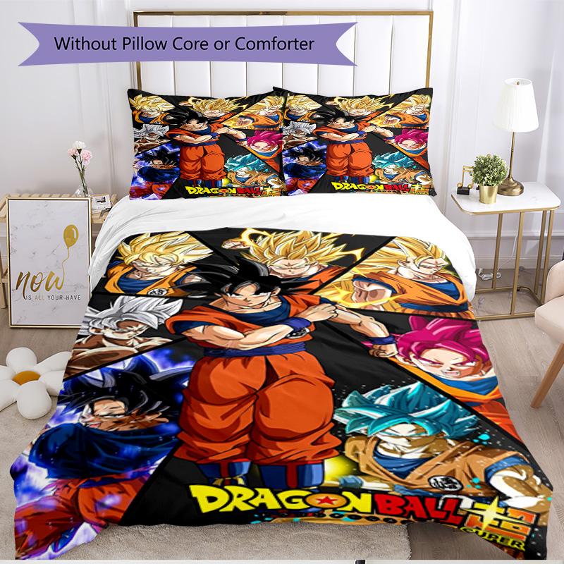 3pcs Duvet Cover Set (1*Duvet Cover + 2*Pillowcase, Without Core), Dragon Ball Print Soft All‑Season Bedding Set, Home Bedroom Decor Gift