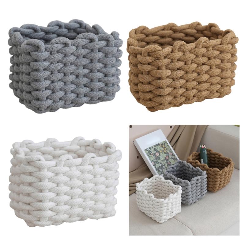 Natural Cotton Cord Container Handmade Storage Basket Ideal For Desk Bedroom And Living Room Storage Needs
