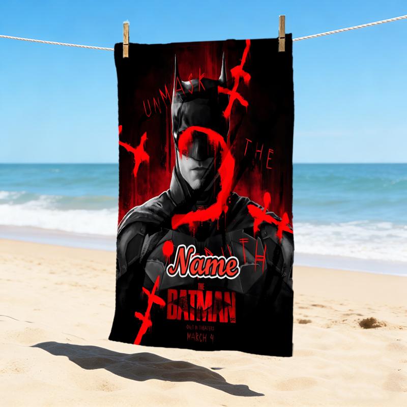 Custom Name Dark Knight Stylish Digital Printing Beach Towel Quick‑Drying Absorbent Blanket for Beach Pool Gym Travel
