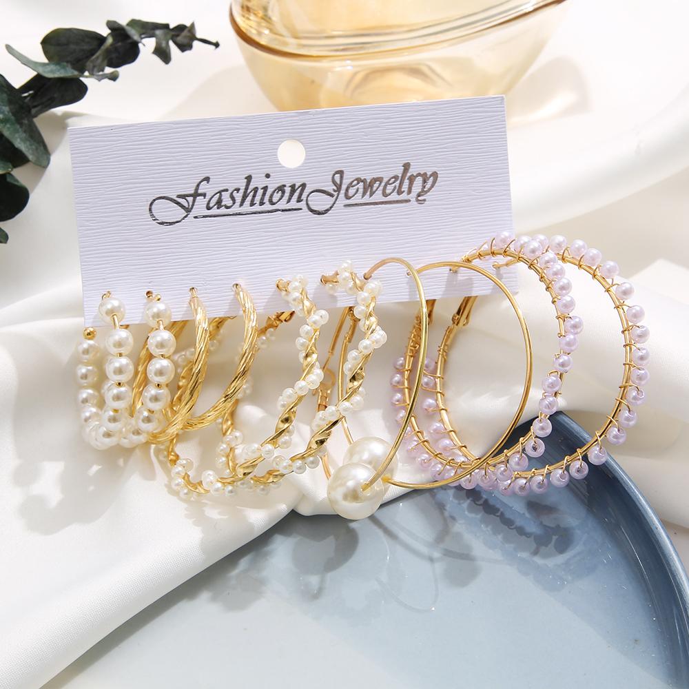 Boho Dangle Hoop øredobber sett for kvinner Mote metall øredobber smykker øredobber festgaver