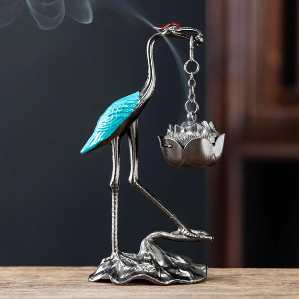 Chinese Style Incense Burner Zinc Alloy Red-crowned Crane Incense Holder Beautiful Design Accessories Incense Burning Gifts