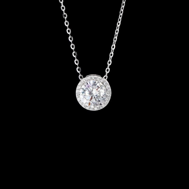 Square Cube Moissanite Pendant Necklace - S925 Sterling Silver, High-End European & American Fashion for Ladies