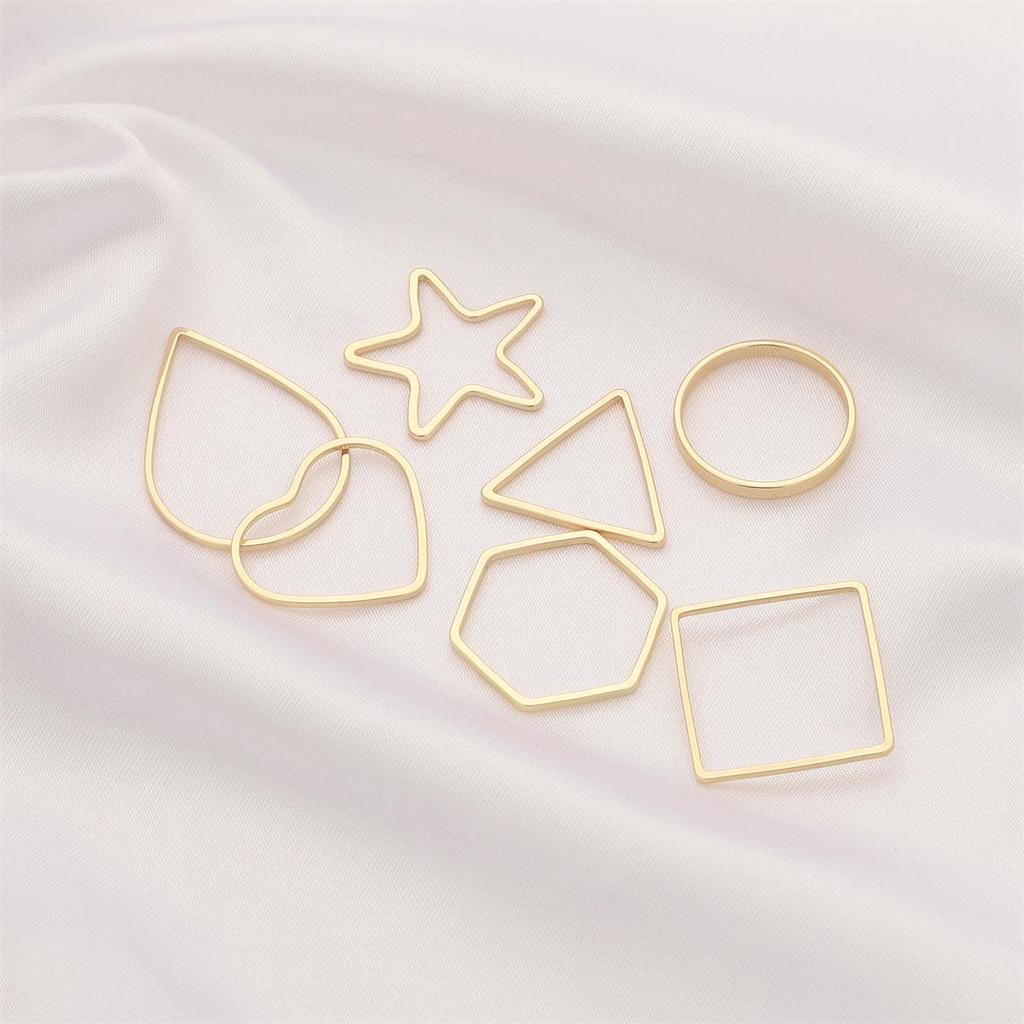 14K Gold-Filled Geometric Pendant: Heart, Pentagon, Star, Square, Round, Triangle for DIY Hairpins & Earrings