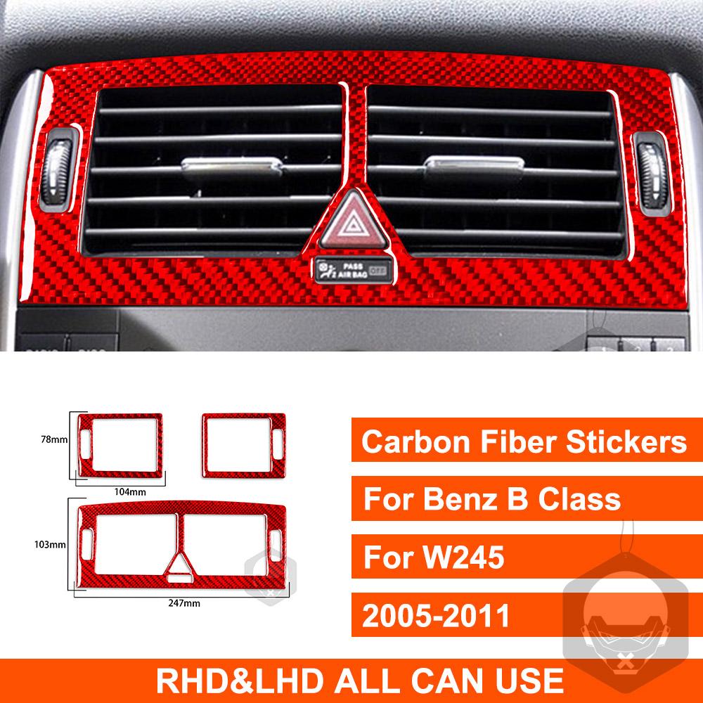 For Benz B Class W245 2005-2011 Real Carbon Fiber Sticker Air Conditioning Vent Panel Cover Car ide Decorative Accessories