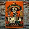 Rustic Metal Sign For Bar Pub, Vintage Mexican Skeleton Sombrero Wall Art Decor