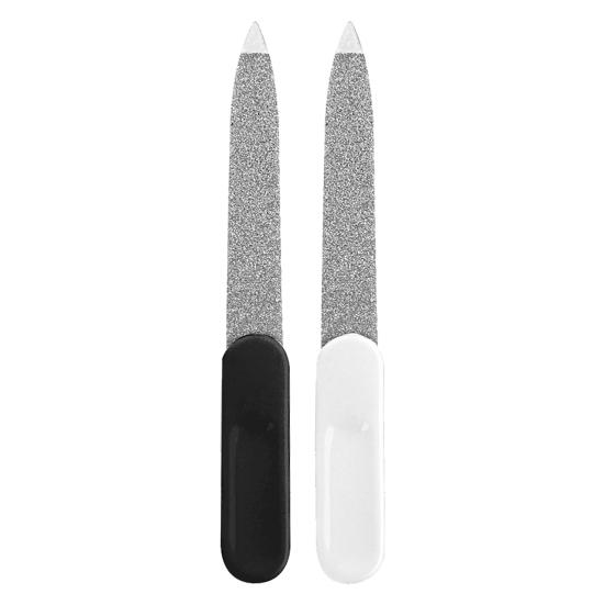 8Pcs Double-sided Metal Nail File with Ergonomic Non-slip Handle Professional Men Women Stainless Steel Gel Acrylic Fingernail File Emery Board