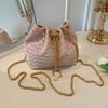 Pearl Chain Bucket Bag, Single Shoulder Bag, Drawstring Women's Bag, High-end Style Crossbody Bag